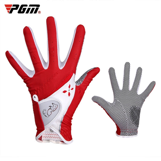 PGM One Pair Golf Non-Slip PU Leather Gloves for Women (Color:Red Size:20) - Safety Gloves by PGM | Online Shopping South Africa | PMC Jewellery | Buy Now Pay Later Mobicred