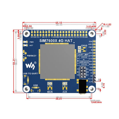 Waveshare 4G / 3G / 2G / GSM / GPRS / GNSS HAT for Raspberry Pi, LTE CAT4, for China - Modules Expansions Accessories by Waveshare | Online Shopping South Africa | PMC Jewellery
