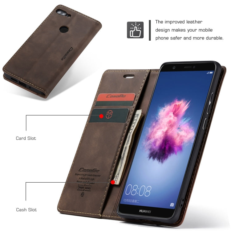 CaseMe Multifunctional Retro Frosted Horizontal Flip Leather Case for Huawei P Smart / Enjoy 7S /  Honor 9 Lite, with Card Slots & Holder & Wallet(Coffee) - Honor Cases by CaseMe | Online Shopping South Africa | PMC Jewellery | Buy Now Pay Later Mobicred