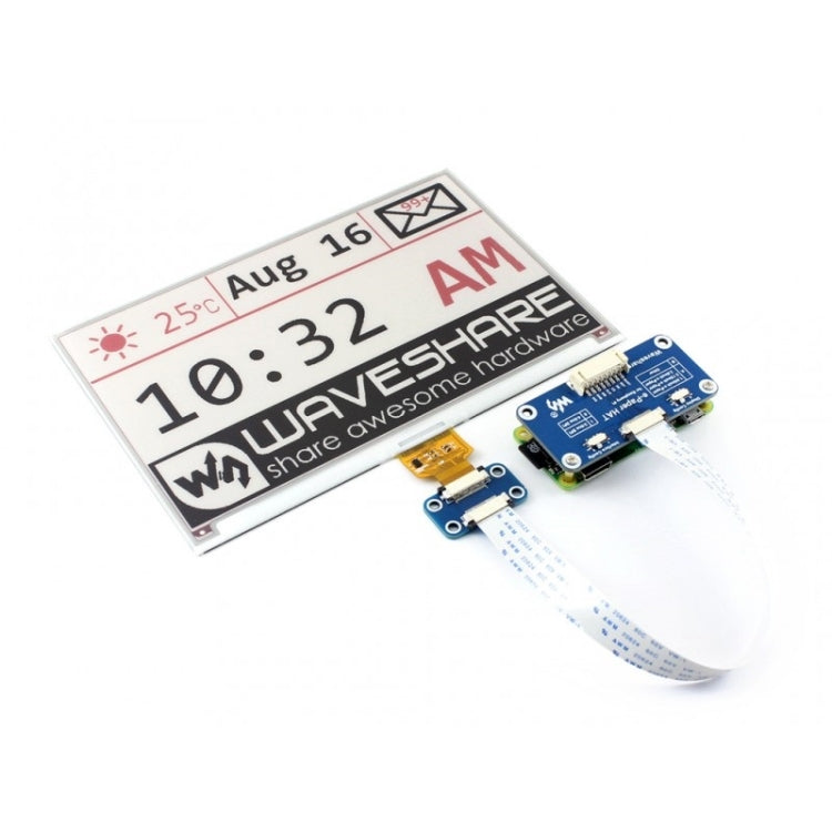 Waveshare 7.5 inch 640x384 E-Ink Display HAT for Raspberry Pi, Three-color, SPI Interface - Modules Expansions Accessories by Waveshare | Online Shopping South Africa | PMC Jewellery | Buy Now Pay Later Mobicred