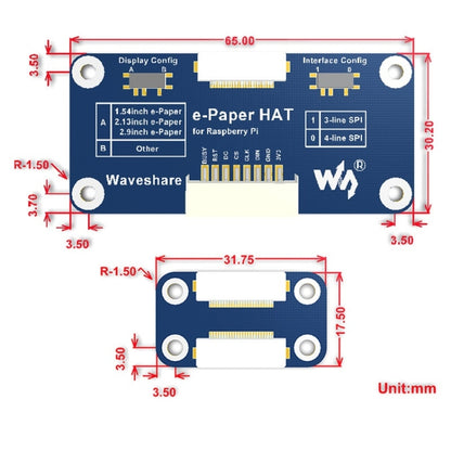 Waveshare 7.5 inch 640x384 E-Ink Display HAT for Raspberry Pi, Three-color, SPI Interface - Modules Expansions Accessories by Waveshare | Online Shopping South Africa | PMC Jewellery | Buy Now Pay Later Mobicred