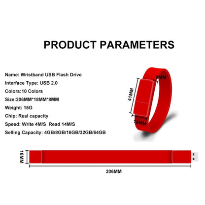 MicroDrive 64GB USB 2.0 Fashion Bracelet Wristband U Disk (Black) - USB Flash Drives by MicroDrive | Online Shopping South Africa | PMC Jewellery | Buy Now Pay Later Mobicred