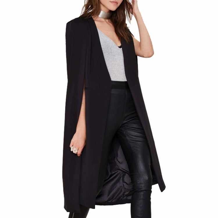 Women Casual Cape Unbuttoned Shawl Coat(Color:Black Size:M) - Jacket & Loose Coat by PMC Jewellery | Online Shopping South Africa | PMC Jewellery