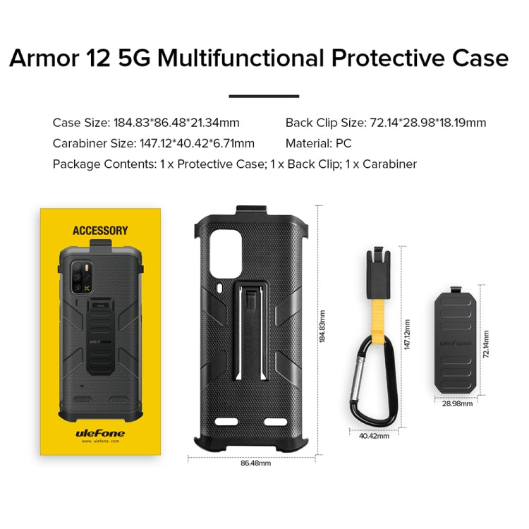 For Ulefone Armor 12 5G Multifunctional TPU + PC Protective Case with Back Clip & Carabiner (Black) - Ulefone Cases by Ulefone | Online Shopping South Africa | PMC Jewellery | Buy Now Pay Later Mobicred