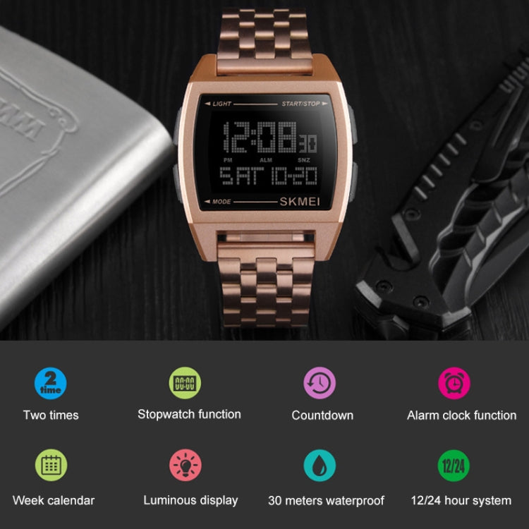 SKMEI 1368 Multifunctional Men Outdoor Sports Noctilucent Waterproof Digital Watch(Rose Gold) - Sport Watches by SKMEI | Online Shopping South Africa | PMC Jewellery | Buy Now Pay Later Mobicred