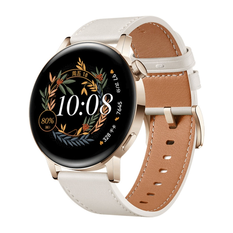 HUAWEI WATCH GT 3 Smart Watch 42mm Leather Wristband, 1.32 inch AMOLED Screen, Support Heart Rate Monitoring / GPS / 7-days Battery Life / NFC(White) - Wearable Devices by Huawei | Online Shopping South Africa | PMC Jewellery | Buy Now Pay Later Mobicred