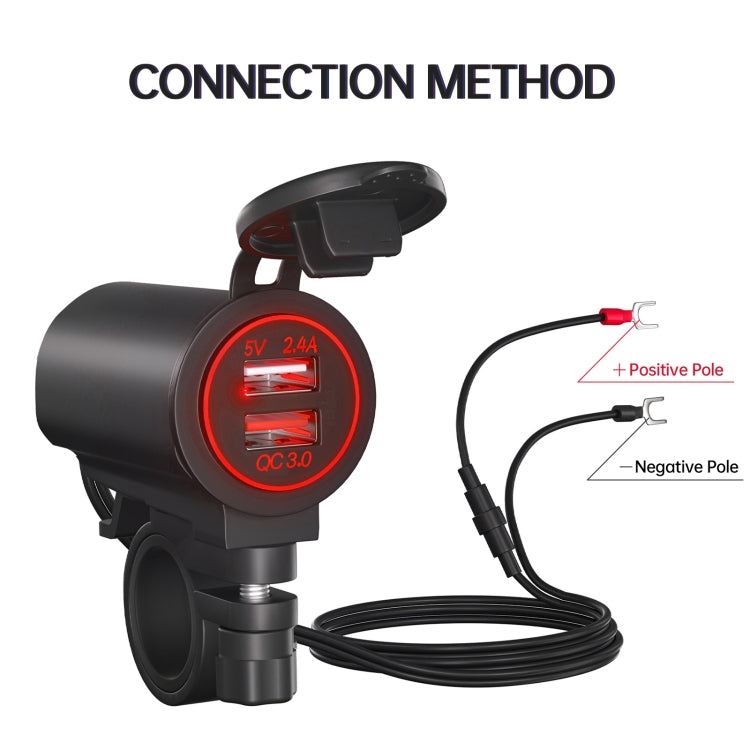 ZH-723F2 Car / Motorcycle QC3.0 Cell Phone Fast Charging Dual USB Car Charger(Red Light) - DIY Modified Charger by PMC Jewellery | Online Shopping South Africa | PMC Jewellery