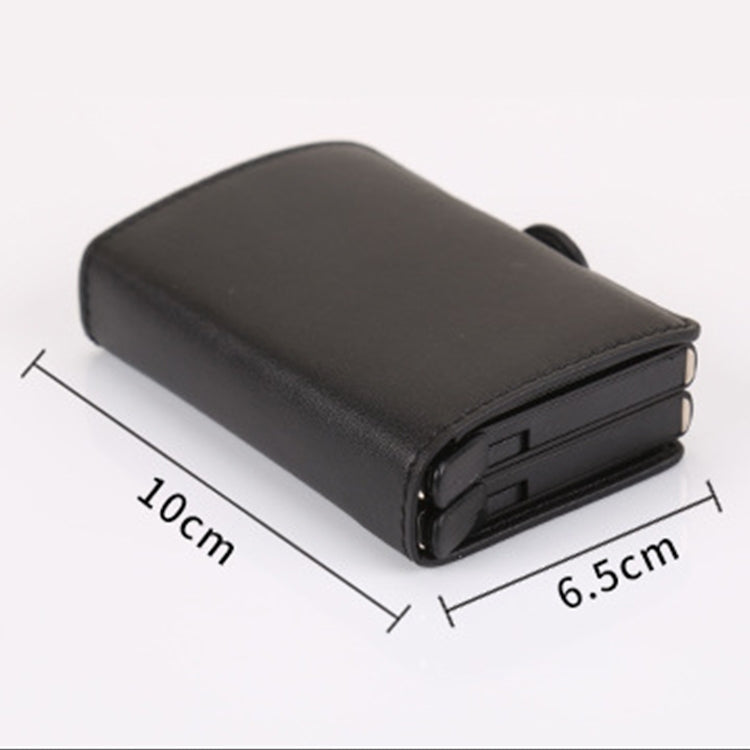 X-7 Antimagnetic RFID  Multi-functional Aluminum Crazy Horse Texture Leather Card Bag Wallet(Black) - free shipping - PMC TechLife - Order now!