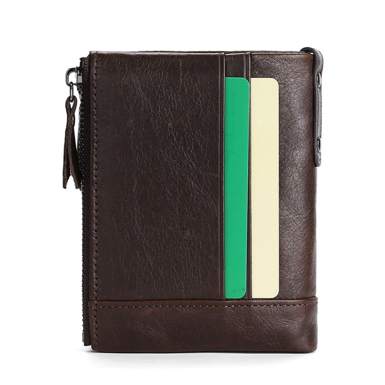 TP-197 Oil Wax Leather Multi-functional Double Zipper Clasp Antimagnetic Change RFID Leather Wallet(Black) - free shipping - PMC TechLife - Order now!