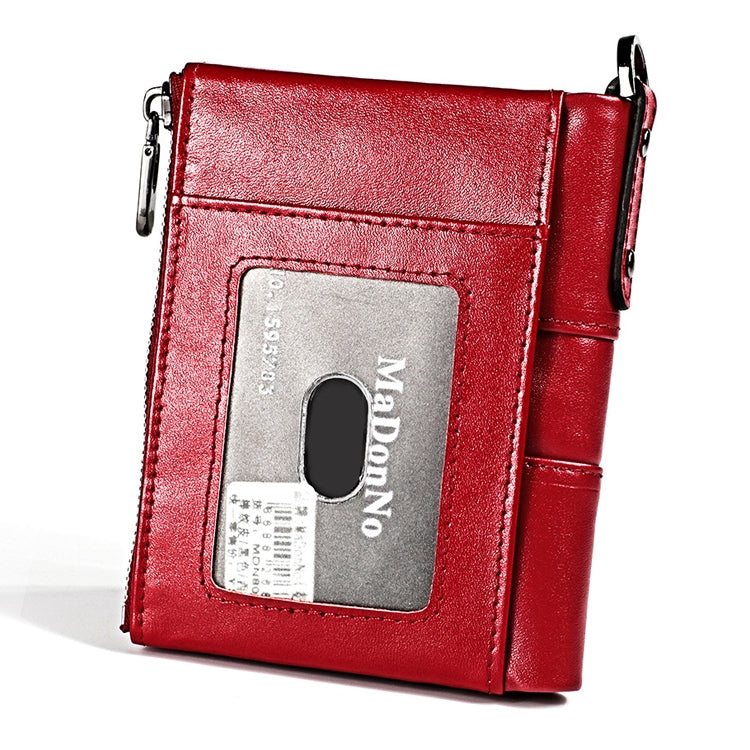 LT3529 Retro Crazy Horse Texture Double Zipper Anti-magnetic RFID Chain Wallet with Card Slots (Red) - Antimagnetic RFID Package by PMC Jewellery | Online Shopping South Africa | PMC Jewellery | Buy Now Pay Later Mobicred