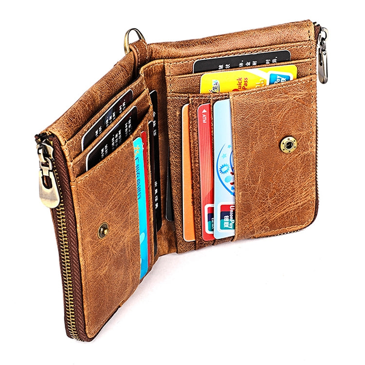 3533 Antimagnetic RFID Top-grain Leather Crazy Horse Texture Men Business Leisure Wallet (Coffee) - Antimagnetic RFID Package by PMC TechLife | Online Shopping South Africa | PMC TechLife | Buy Now Pay Later Mobicred