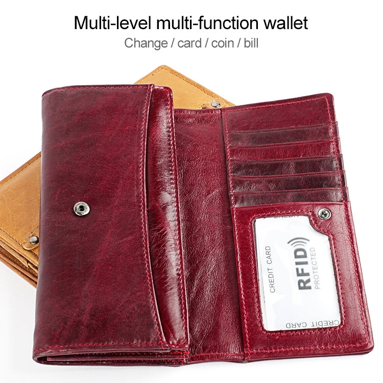 3559 Antimagnetic RFID Multi-function Zipper Retro Top-grain Leather Lady Purse Wallet (Blue) - free shipping - PMC TechLife - Order now!