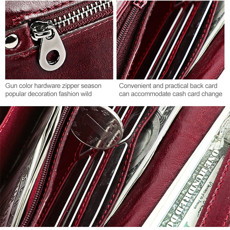 3559 Antimagnetic RFID Multi-function Zipper Retro Top-grain Leather Lady Purse Wallet (Blue) - free shipping - PMC TechLife - Order now!