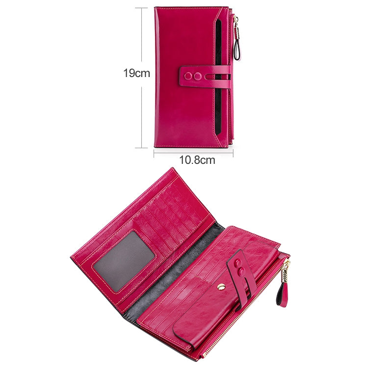 8239 Antimagnetic RFID Multi-function Leather Lady Wallet Large-capacity Purse with Detachable Card Holder(Rose Red) - Antimagnetic RFID Package by PMC Jewellery | Online Shopping South Africa | PMC Jewellery | Buy Now Pay Later Mobicred