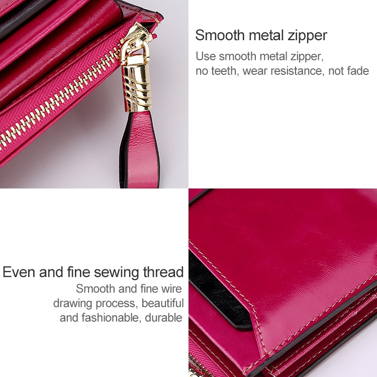 8239 Antimagnetic RFID Multi-function Leather Lady Wallet Large-capacity Purse with Detachable Card Holder(Rose Red) - Antimagnetic RFID Package by PMC Jewellery | Online Shopping South Africa | PMC Jewellery | Buy Now Pay Later Mobicred