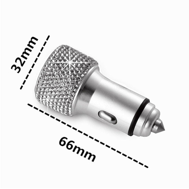 Car Diamond Aluminium Alloy QC3.0 Dual USB Quick Charger (Jet Black) - Car Charger by PMC TechLife | Online Shopping South Africa | PMC TechLife