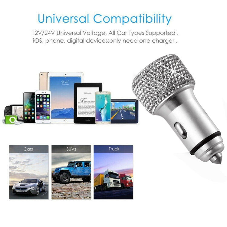 Car Diamond Aluminium Alloy QC3.0 Dual USB Quick Charger (Jet Black) - Car Charger by PMC TechLife | Online Shopping South Africa | PMC TechLife