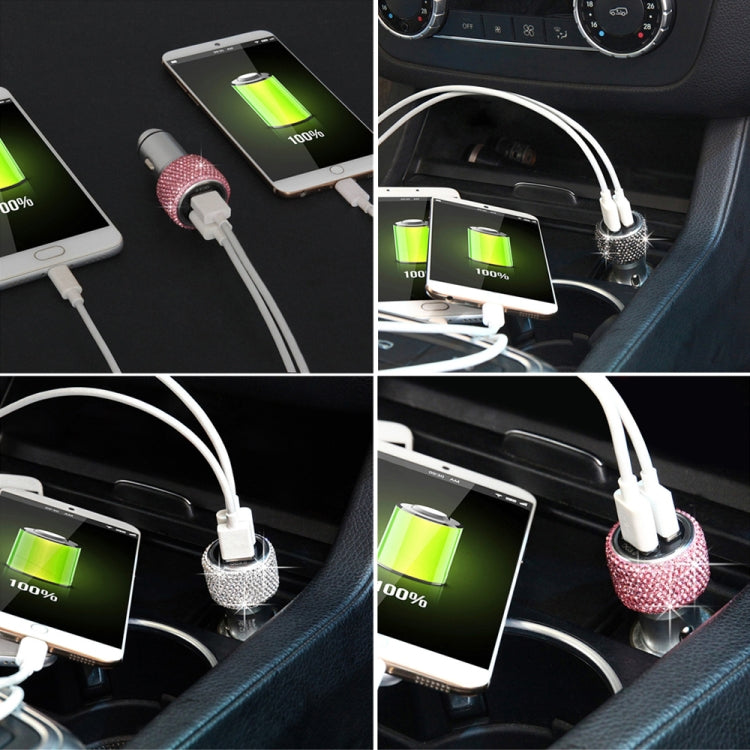 Car Diamond Aluminium Alloy QC3.0 Dual USB Quick Charger (Jet Black) - Car Charger by PMC TechLife | Online Shopping South Africa | PMC TechLife