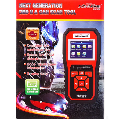 KONNWEI KW850 OBDII / CAN Car Auto Diagnostic Scan Tools  Auto Scan Adapter Scan Tool  Supports 8 Languages and 6 Protocols (Can Also Detect Battery and Voltage, Only Detect 12V Gasoline Car) - Code Readers & Scan Tools by KONNWEI | Online Shopping South Africa | PMC Jewellery | Buy Now Pay Later Mobicred