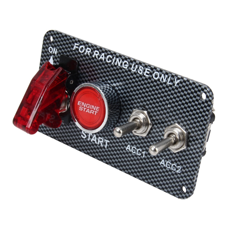 Racing Car Ignition Switch Panel Engine Start Start Push Button LED Racing Toggle Switch 12V Carbon Fiber Panel Multi-function Automatic Ignition Switch for Racing Cars - Car Switches by PMC TechLife | Online Shopping South Africa | PMC TechLife | Buy Now Pay Later Mobicred