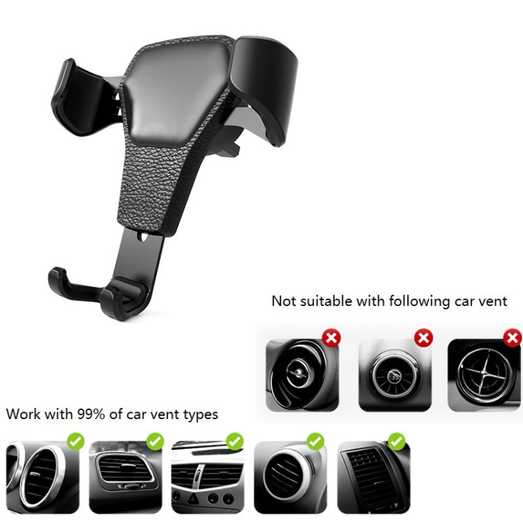 Litchi Texture Gravity Car Mount Phone Holder (Black) - Car Holders by PMC TechLife | Online Shopping South Africa | PMC TechLife