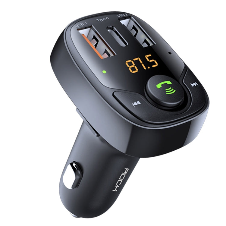 ROCK B301 Dual USB + PD Bluetooth 5.0 FM Transmitter & Car Charger, Support TF Card / U-disk(Black) - Bluetooth Car Kits by ROCK | Online Shopping South Africa | PMC Jewellery