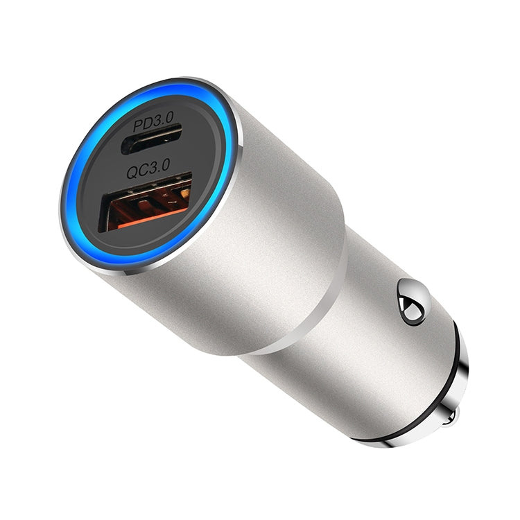 ACC-198 PD 20W + QC3.0 38W Dual Ports Metal Car Charger (Grey) - Car Charger by PMC Jewellery | Online Shopping South Africa | PMC Jewellery