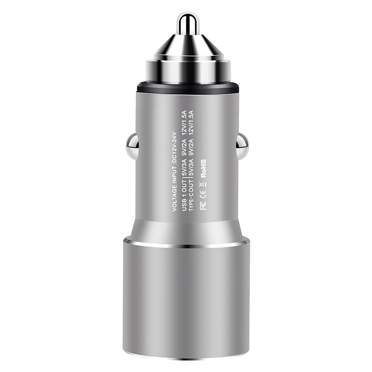 ACC-198 PD 20W + QC3.0 38W Dual Ports Metal Car Charger (Grey) - Car Charger by PMC Jewellery | Online Shopping South Africa | PMC Jewellery