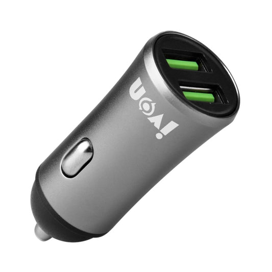 IVON CC26 5V 2.1A Dual USB Port Mini Car Charger (Grey) - Car Charger by IVON | Online Shopping South Africa | PMC Jewellery