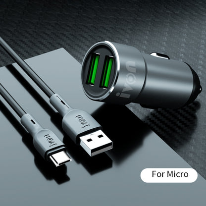 IVON CC38 2.4A Dual USB Car Charger + 1m USB to Micro USB Fast Charge Data Cable Set - Car Charger by IVON | Online Shopping South Africa | PMC Jewellery