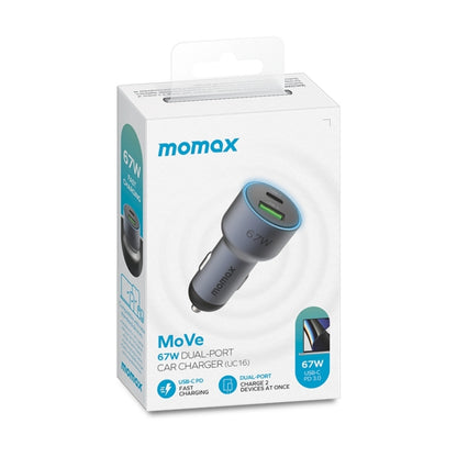 MOMAX UC16E 67W USB-C / Type-C + USB Dual Ports Car Charger - Car Charger by MOMAX | Online Shopping South Africa | PMC Jewellery | Buy Now Pay Later Mobicred