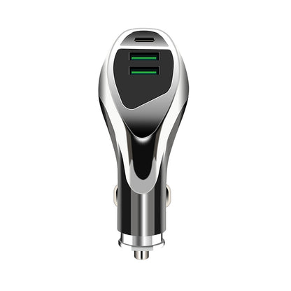 WLX-K1 QC3.0 Dual USB + Type-C Triple Car Charger (Silver) - Car Charger by PMC Jewellery | Online Shopping South Africa | PMC Jewellery