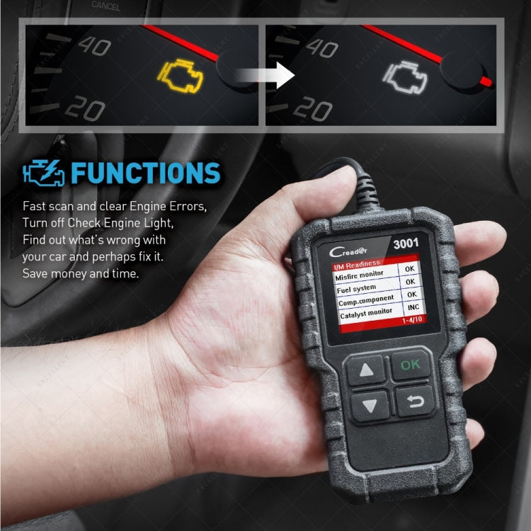 Launch Creader CR3001 Car Color Screen Code Reader OBD2 Fault Detector Diagnostic Tool - Code Readers & Scan Tools by PMC TechLife | Online Shopping South Africa | PMC TechLife