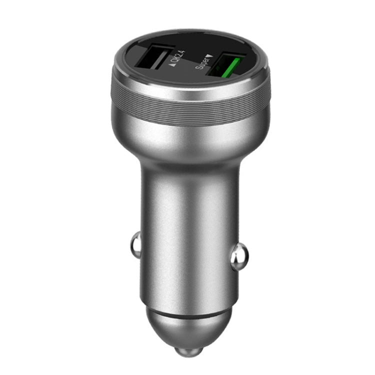 Dual USB 66W Car Flash Charger for OPPO / Huawei (Silver) - Car Charger by PMC TechLife | Online Shopping South Africa | PMC TechLife