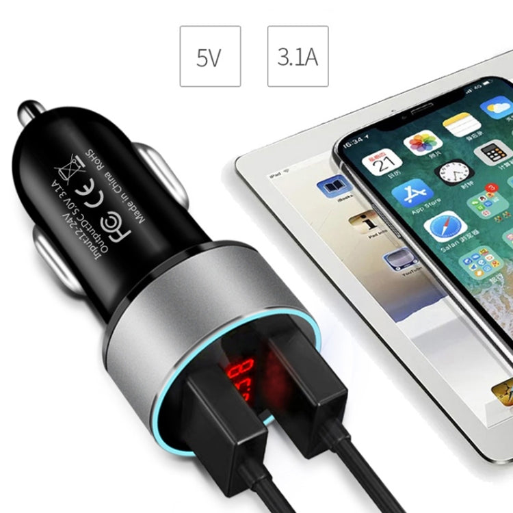 JMG-C016A 5 PCS 5V 3.1A Car Dual USB Charger with LED Display(Gold) - Car Charger by PMC TechLife | Online Shopping South Africa | PMC TechLife