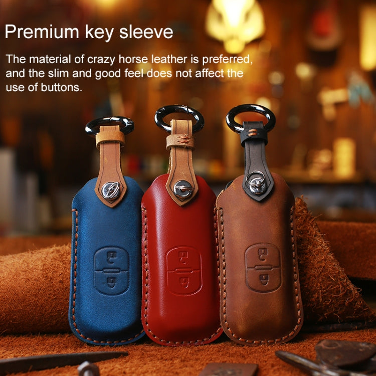For Mazda Old Style Hallmo Car Cowhide Leather Key Protective Cover Key Case, Two Keys Version(Red) - Car Key Cases by Hallmo | Online Shopping South Africa | PMC TechLife | Buy Now Pay Later Mobicred