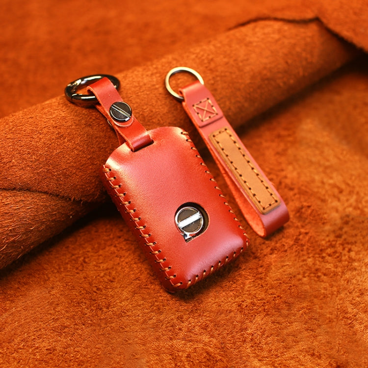 For Volvo Single Slit Style Car Cowhide Leather Key Protective Cover Key Case (Red) - Car Key Cases by PMC TechLife | Online Shopping South Africa | PMC TechLife