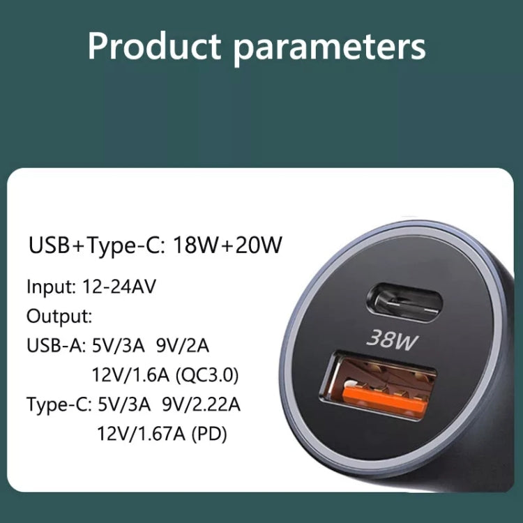 2pcs PD 20W Aluminum Alloy Dual Interface Car Fast Charger (Red) - Car Charger by PMC TechLife | Online Shopping South Africa | PMC TechLife