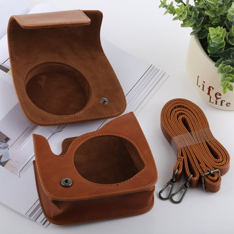 Retro Style Full Body Camera PU Leather Case Bag with Strap for FUJIFILM instax mini 9 / mini 8+ / mini 8(Brown) - Leather Bag by PMC TechLife | Online Shopping South Africa | PMC TechLife | Buy Now Pay Later Mobicred