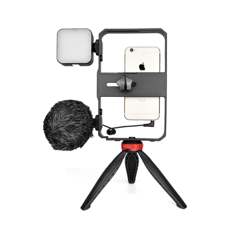 YELANGU PC204 YLG1801D Vlogging Live Broadcast LED Selfie Light Smartphone Video Rig Handle Stabilizer Bracket Kits with Microphone & Tripod - free shipping - PMC TechLife - Order now!