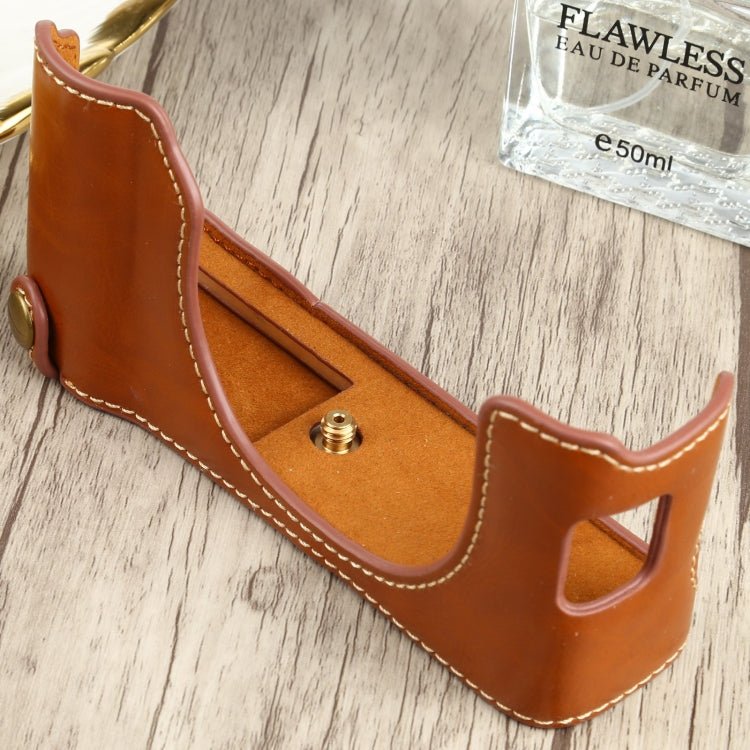 1/4 inch Thread PU Leather Camera Half Case Base for FUJIFILM X100V (Brown) - Half Case by PMC TechLife | Online Shopping South Africa | PMC TechLife | Buy Now Pay Later Mobicred