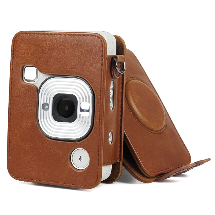 Full Body Camera Retro PU Leather Case Bag with Strap for FUJIFILM instax mini Liplay (Brown) - Leather Bag by PMC TechLife | Online Shopping South Africa | PMC TechLife