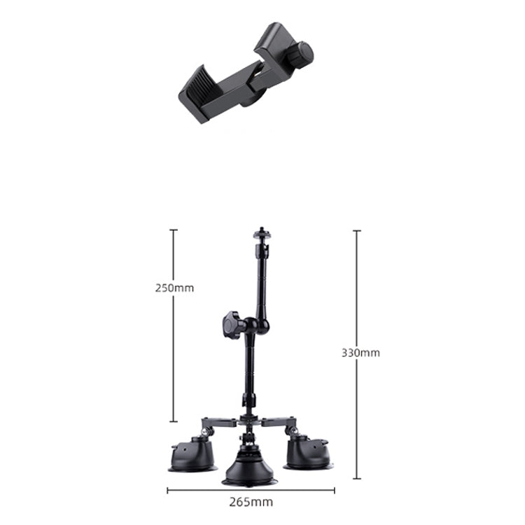 Tri-leg Suction Cup Articulating Friction Magic Arm Phone Clamp Mount (Black) - Holder by PMC TechLife | Online Shopping South Africa | PMC TechLife