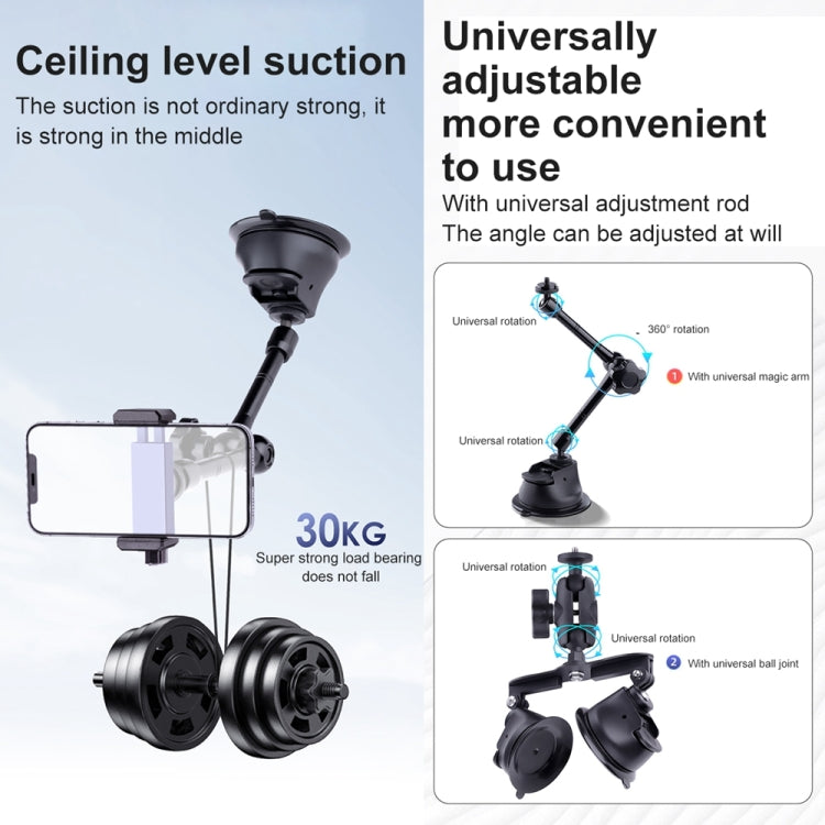 Tri-leg Suction Cup Articulating Friction Magic Arm Phone Clamp Mount (Black) - Holder by PMC TechLife | Online Shopping South Africa | PMC TechLife