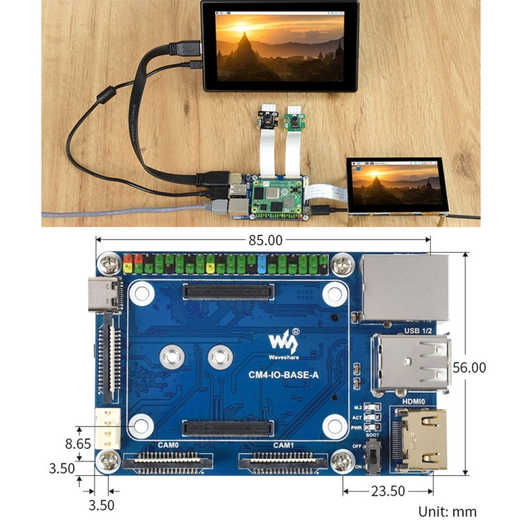 Waveshare Mini Base Board A for Raspberry Pi Compute Module 4 - Mini PC Accessories by WAVESHARE | Online Shopping South Africa | PMC Jewellery | Buy Now Pay Later Mobicred