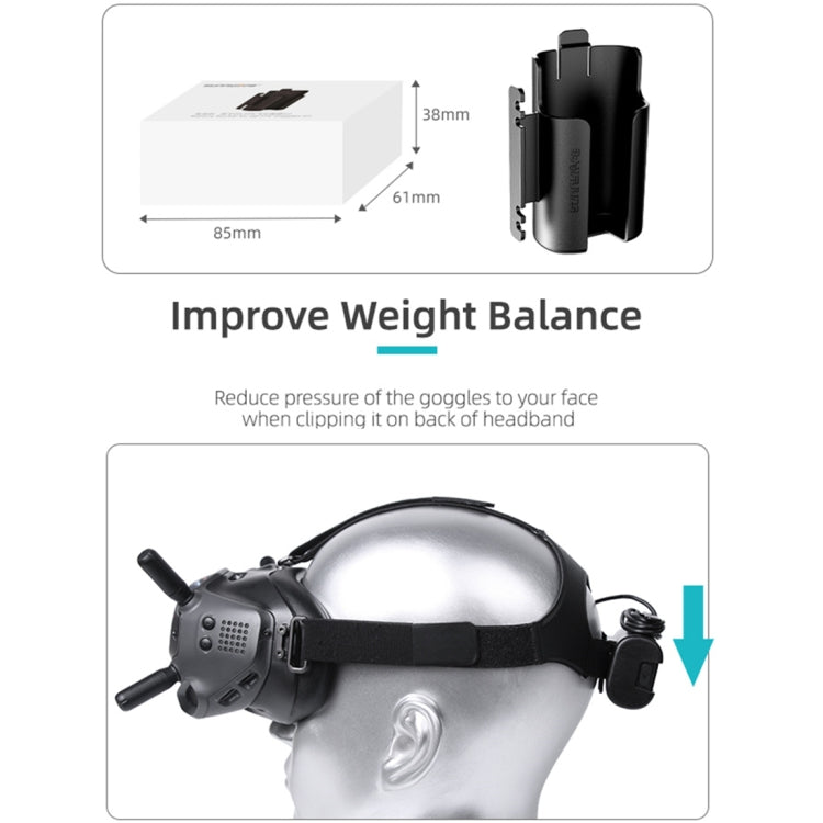 Sunnylife Battery Clip Holder Cable Management Winder Protective Case for DJI FPV Goggles V2(Black) - Mount & Holder by Sunnylife | Online Shopping South Africa | PMC TechLife | Buy Now Pay Later Mobicred