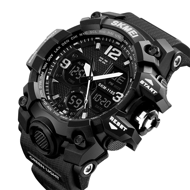 SKMEI 1155B Multifunctional Men Outdoor Sports Noctilucent Waterproof Large Dial Wrist Watch(Black) - Sport Watches by SKMEI | Online Shopping South Africa | PMC Jewellery | Buy Now Pay Later Mobicred