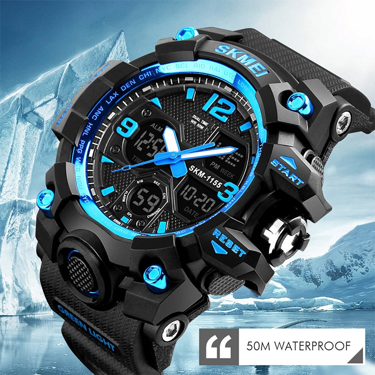 SKMEI 1155B Multifunctional Men Outdoor Sports Noctilucent Waterproof Large Dial Wrist Watch(Black) - Sport Watches by SKMEI | Online Shopping South Africa | PMC Jewellery | Buy Now Pay Later Mobicred