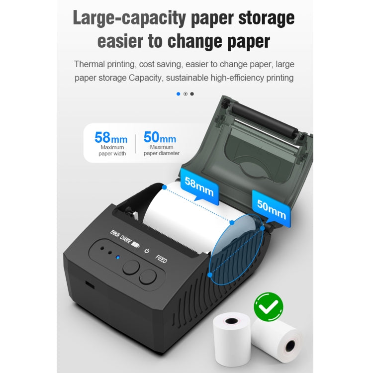 5811DD 58mm Bluetooth 4.0 Portable Thermal Bluetooth Receipt Printer, EU Plug - free shipping - PMC TechLife - Order now!