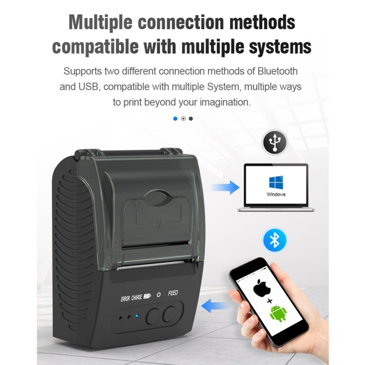 5811DD 58mm Bluetooth 4.0 Portable Thermal Bluetooth Receipt Printer, EU Plug - free shipping - PMC TechLife - Order now!